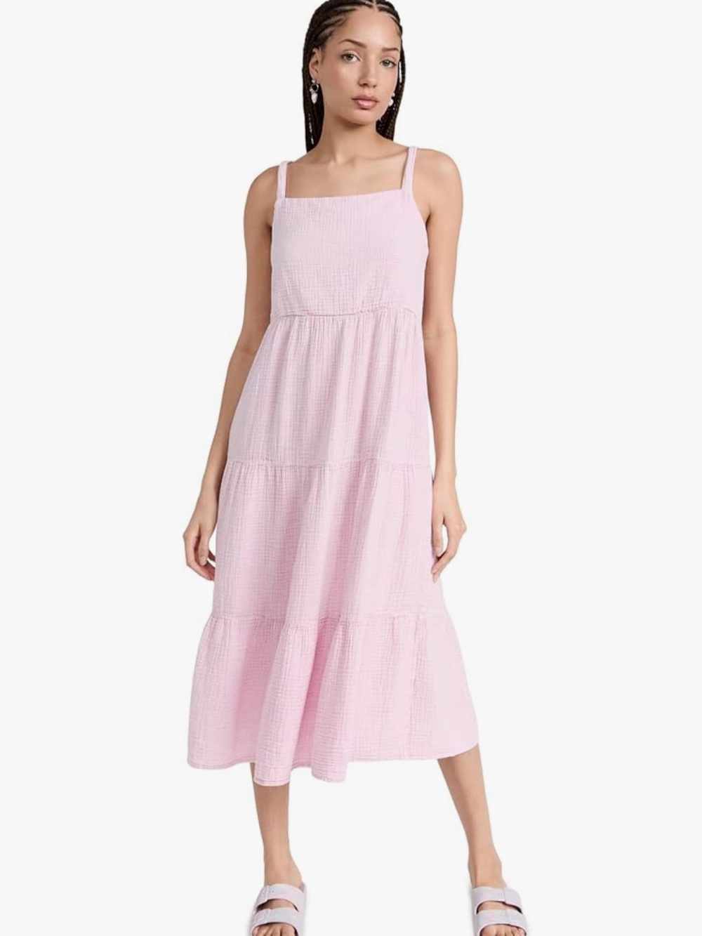 Z Supply Light Pink Tiered Midi Dress
